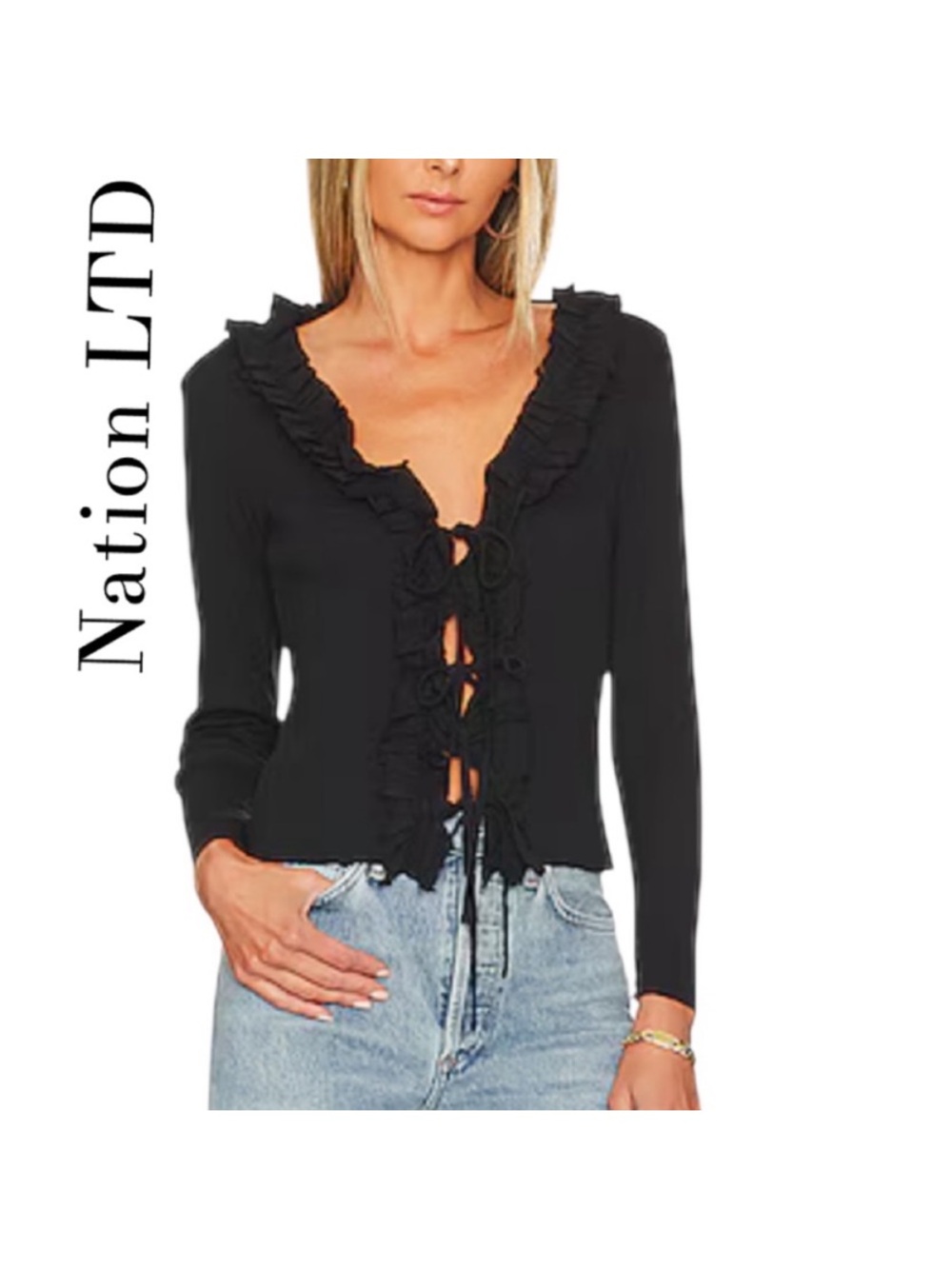 Nation Ltd Lace up long sleeve tee